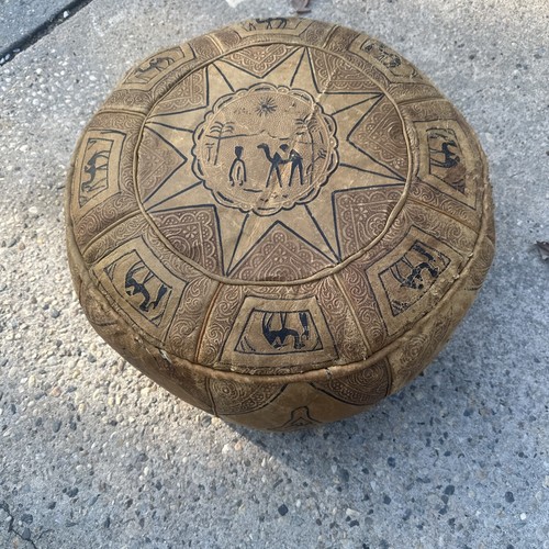 VTG Pouf Moroccan Hassock Pooff Leather Genuine Ottoman Footstool Large