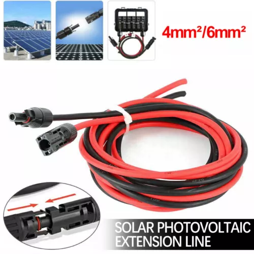 Solarkabel Verlängerungskabel 4mm² 6mm² 1-5M mit Stecker Solarleitung PV Kabel