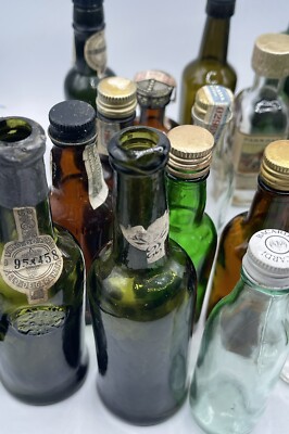 Lot of 25+ Vintage Mini Liquor Bottles, Empty Glass 1/10 Pint