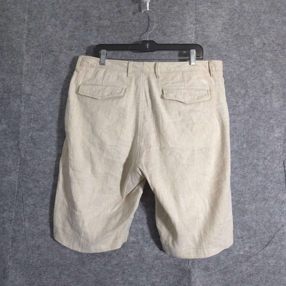 Tommy Bahama Pantalones Cortos Relax Para Hombre 35 Beige Chino Preppy 100% Lino A Rayas Foto 4 de 4
