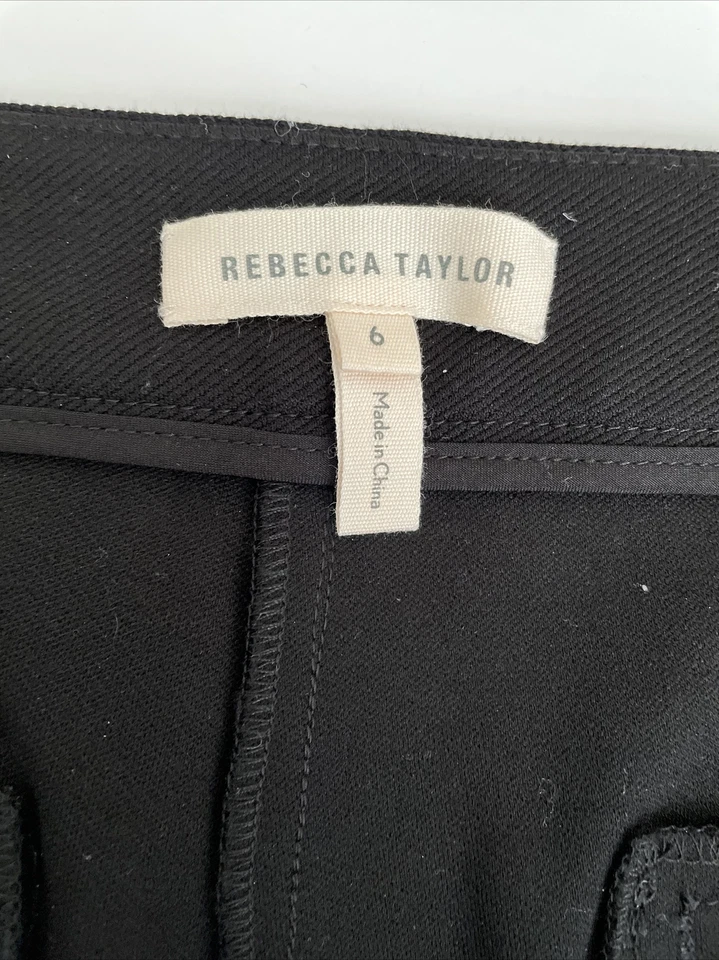 Rebecca Taylor Stretch Twill Black Zip Pants Sz 6 EUC - Image 4 of 4