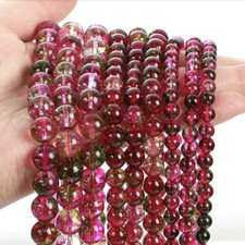 "Round Green Ghost Stone Red Crystal Beads" 4mm, 6mm, 8mm, 10mm, 12mm.