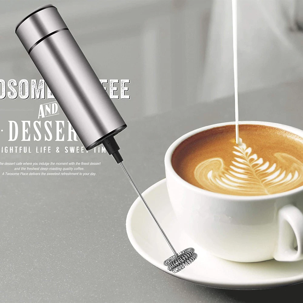 Milk Frother Handheld Battery Operated, Coffee Frother for Milk Foaming, Latte/C
