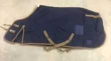 Beval Stable HORSE Blanket - Heavyweight - 80” - Navy Tan Burgundy - Repaired