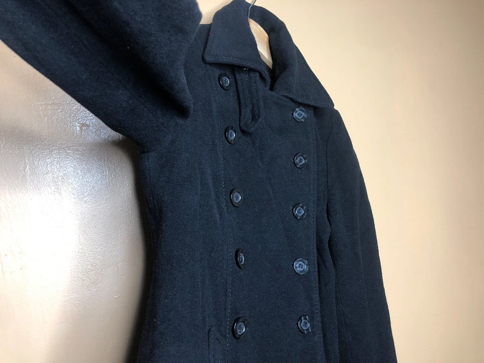 Chaquetón para mujer Braetan pequeño cuello alto abotonado hasta la cadera negro manga larga Foto 4 de 4