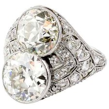 Impressive Art Deco Engagement Silver Ring With Old European Cut 3.58CT White CZ