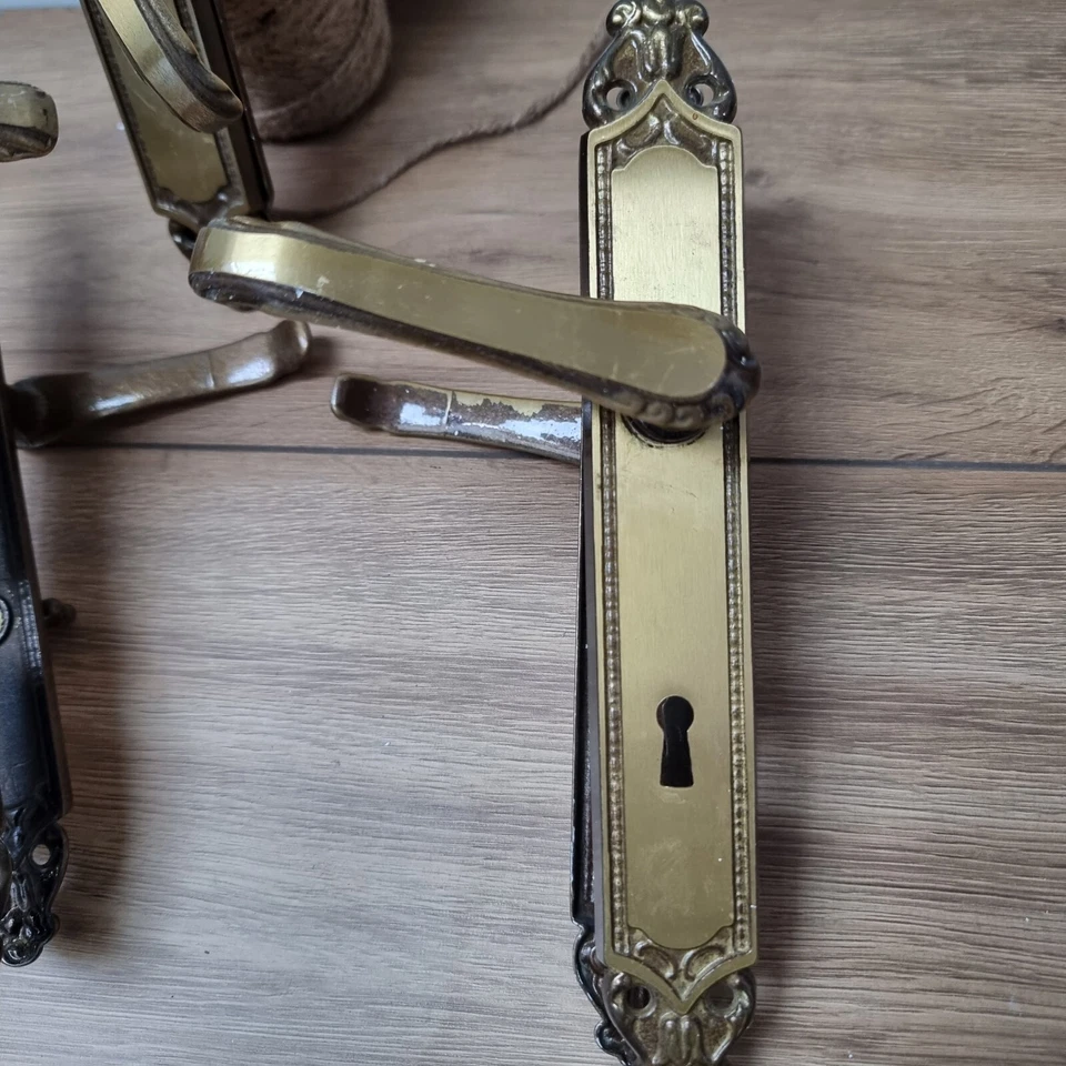 Lot de 3 Ensembles de Poignées de Porte Dorées - Style Art Nouveau - GHINI Italy - Photo 3/4