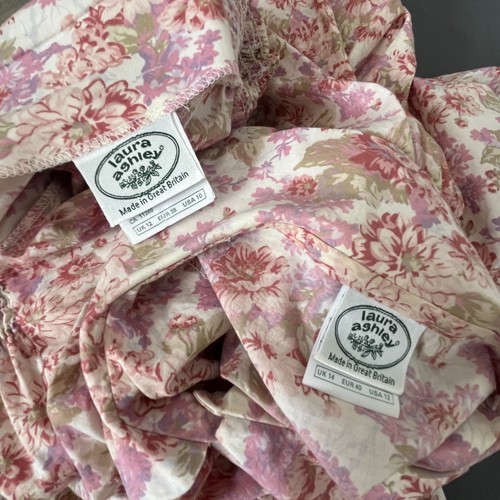 Vintage Laura Ashley Floral 2 Piece Set Suit Blouse Skirt Bow S M Britain 80s - Picture 15 of 21