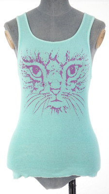 Jet John Eshaya Tank Top Baumwolle Y2K Strass Kitty Freizeit Vintage Gr. XS