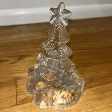 Vintage Clear Glass Christmas Tree Candle Holder 6 In. Tall