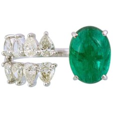 Pretty Oval Shape Green CZ 5.70CT Anniversary Ring For Women's in 935 Silver