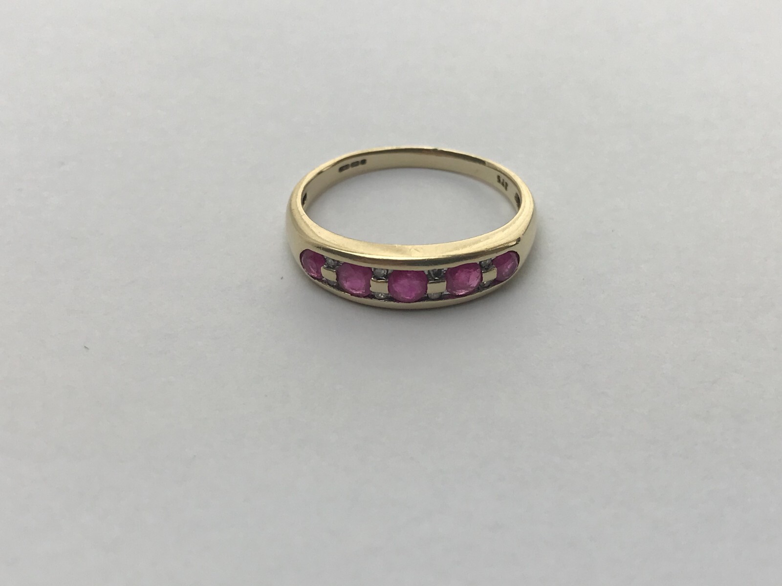 Ruby and Diamond 9ct Gold Ring Half Eternity Ruby… - image 7