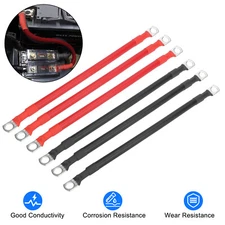 6pcs 2AWG Copper Battery Cables 3/8" Lugs Terminals Power Inverter Wires 1FT