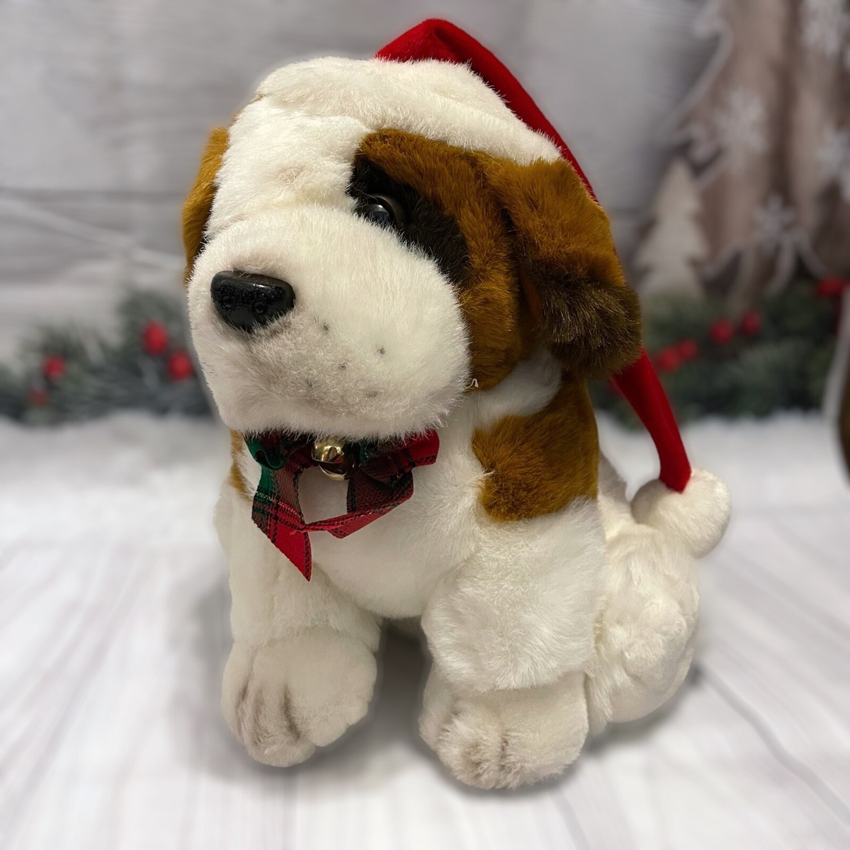 Christmas St Bernard Cuddly Toy VTG ANIMAL FAIR JUMBO LARGE ST