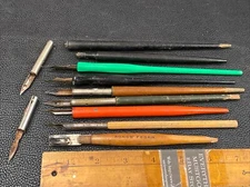 E FABER PONGS FEDER M GLADBACH Steel Brush Calligraphy Ink Pens Dip Lot Antique