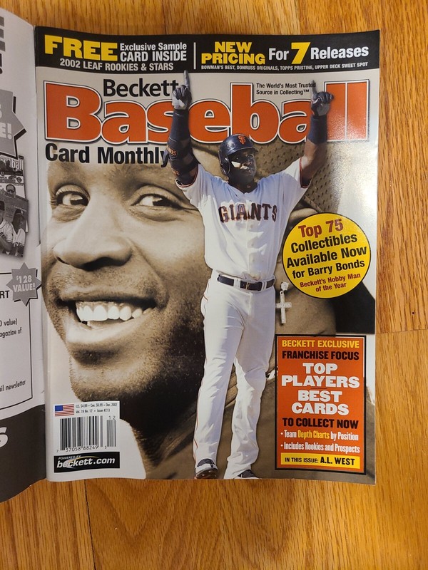 Beckett Baseball Magazine Price Guide Barry Bond December 2002 (2 Free Cards)