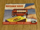 Vintage Matchbox Collector's Guide  International Pocket Catalogue 1957 - 59?