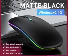 2.4GHz Bluetooth Wireless Optical Mouse USB Rechargeable RGB Mice for PC Laptop