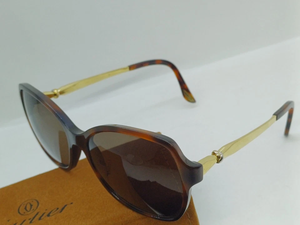 GAFAS DE SOL DE COLECCIÓN CARTIER TRINITY CABLES MARRONES ORO PLATINO P. DAMAS FRANCIA 140 Foto 2 de 4