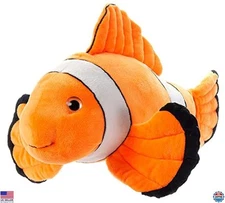 Wild Onez Clownfish Plush Toy - 15-Inch Stuffed Animal, Soft Sealife Companion