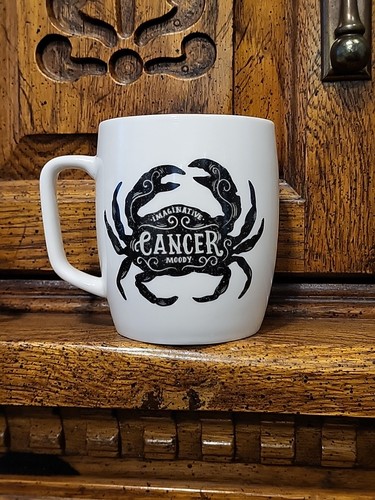 Cancer Coffee Mug 16oz Large Black White Crab Zodiac Sign Astrology By Threshold