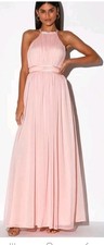 Lulus Magic Moment Light Pink Halter Backless Maxi Dress Women’s Size M