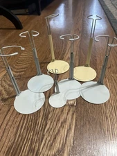 Vintage Metal Doll Display  Stand Lot 7 Mixed Size Kaiser Imsco  Adjustable