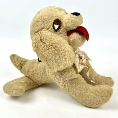 Vintage Krueger NYC Stuffed Plush Dog Music Box(mute) Expressive Face Felt Eyes