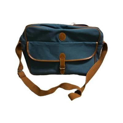 Green Solid Messenger Bag Brown Shoulder Strap Buckle & Zip Closure Adjustable