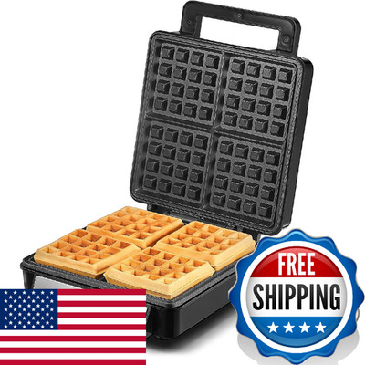 FOHERE 1200W Belgian Waffle Maker 4-Slice Stainless Steel Non-Stick Surfaces Sil