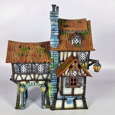 Tabletop Gelände Gebäude Fantasy Stadthaus Haus Gebäude 28mm  Terrain DnD