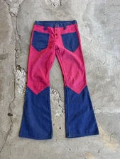 Vintage 1970s Peter Max Wrangler Bell Bottom Hippy Patchwork Pants 29”x 31”