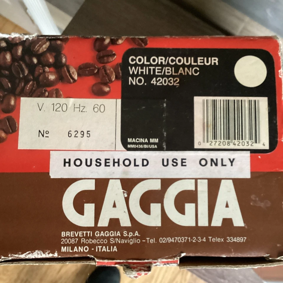 Molinillo de Café Gaggia Blanco Hecho en Italia Modelo Con Caja Foto 2 de 4