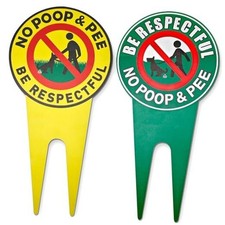 No Pooping Dog Signs For Yard,2 Piece Aluminum Double-Sided 12 x 6 in Mutlcolor
