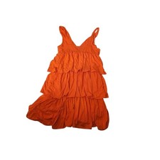 J.Crew Womens Tiered Ruffle Mini Dress Orange Sleeveless V-Neck Size M