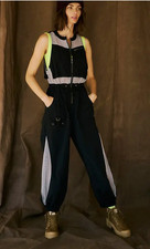FREE PEOPLE FP MOVEMENT BLACK GRAY INHALE MESH NYLON ONE PIECE JUMPSUIT SZ S