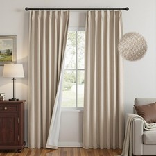 Taupe Blackout Curtains 90 inches Long Pinch Pleated Curtains for Living Room...