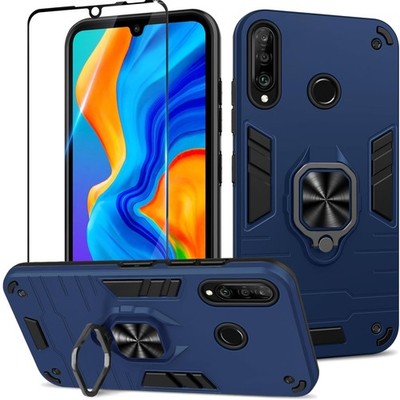 Blaues Hybrid Case für Huawei P30 Lite - Panzerschutz und drehbarer Ständer