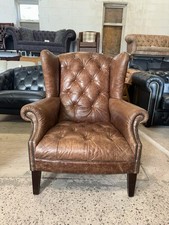 Tetrad Palace Chesterfield Tan Real Leather Wingback Chair