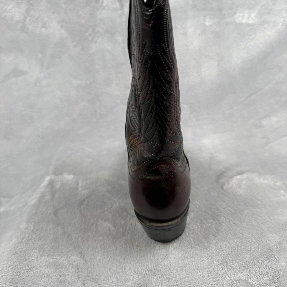 Botas de Vaquero Laredo Para Hombre Talla 8.5 D Western Boot Cuero Rojo Cereza Punta Foto 3 de 4