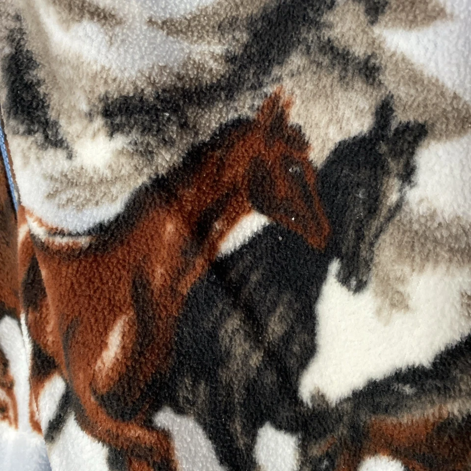 Vintage Horses Fleece Sweater Jacket All Over Print 90s Large Blair Y2K 25x30 L - Image 3 of 4