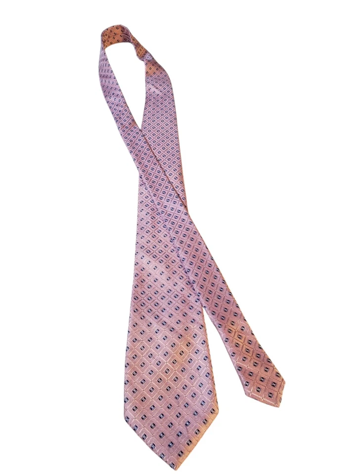 Gravata masculina Nautica designer luxo rosa azul geométrica igreja empresarial - Imagem 3 de 4