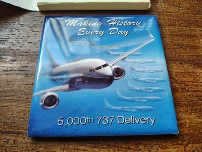 Boeing Making History Every Day 5,000th 737 Delivery Tile Coaster Ceramic & Cork