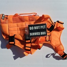 Orange Service Dog Vest Harness Medium Brand New With Patches
