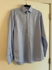 Christian La Croix long sleeve blue shirt men 15 1/2 %100 Cotton