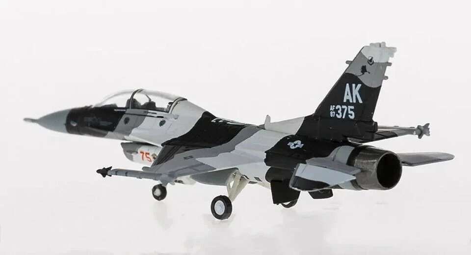 Modelo de avión militar fundido a presión 1:200 Hogan USAF Lockheed F-16D AK 375 Foto 4 de 4