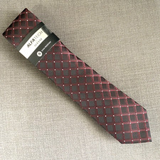 Alfani Men's Slim Neck Tie ALFATECH Terry Grid Burgundy
