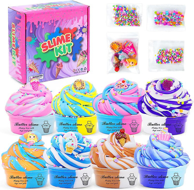 NYOBABE Slime Set 8 Pack,Schleim Kinder Fluffy Slime Butter Schleim Set,Preppy S