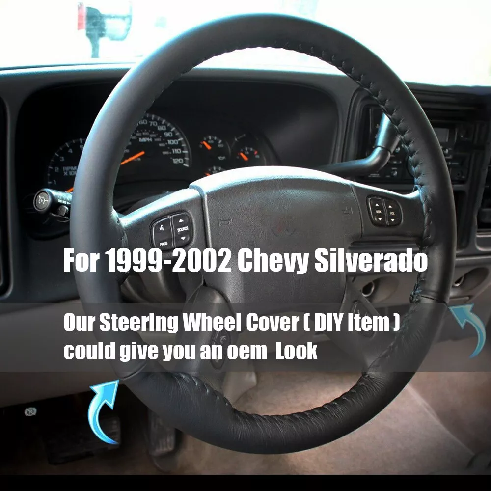 For 2003 2005 2006 Chevy Silverado 1500 SS Leather Steering Wheel Cover Black