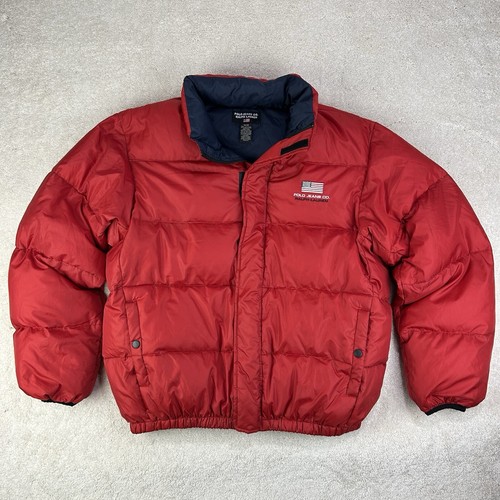 Vintage 2000’s POLO JEANS CO Ralph Lauren Red Down Fill USA Flag Puffer Jacket M - Picture 18 of 18